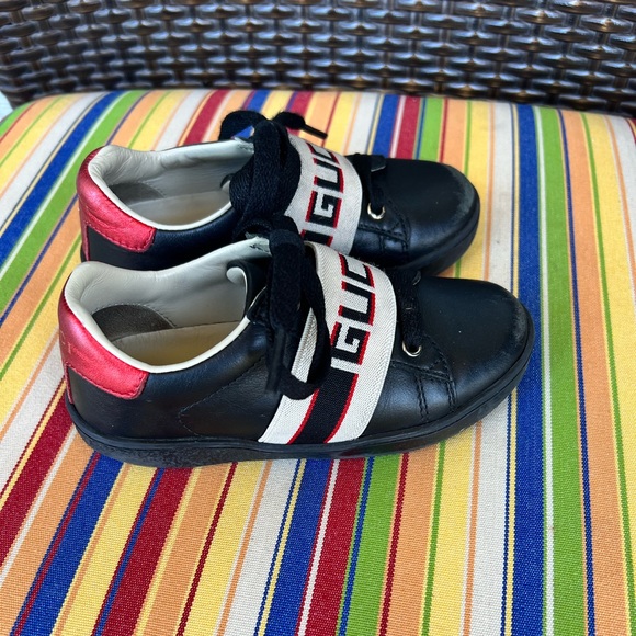 Gucci Kids 24 EU Children's Ace sneaker with LOGO stripe US 8 black - Picture 2 of 5